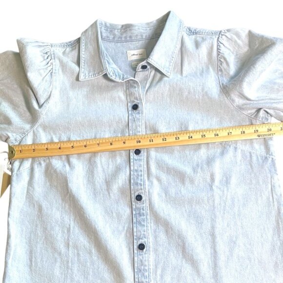 NWT Aritzia New Wilfred Free Pale Denim Shirt Style Auteur Coastal Western Sz L - Picture 8 of 13